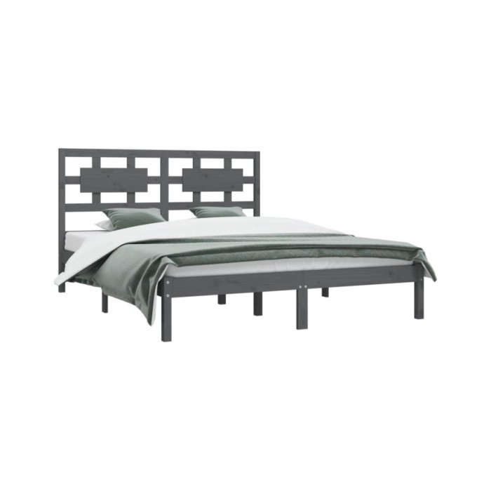 Cadre de lit Gris Bois de pin massif 200x200 cm