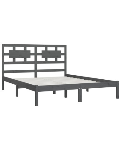 Cadre de lit Gris Bois de pin massif 200x200 cm