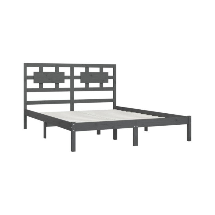 Cadre de lit Gris Bois de pin massif 200x200 cm