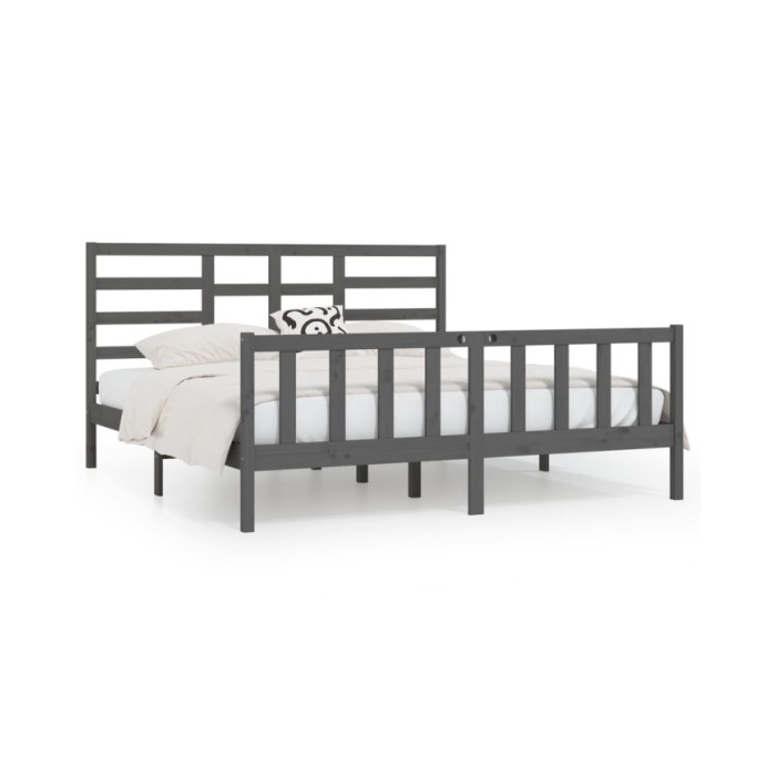 Cadre de lit Gris Bois de pin massif 200x200 cm