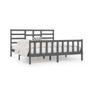 Cadre de lit Gris Bois de pin massif 200x200 cm