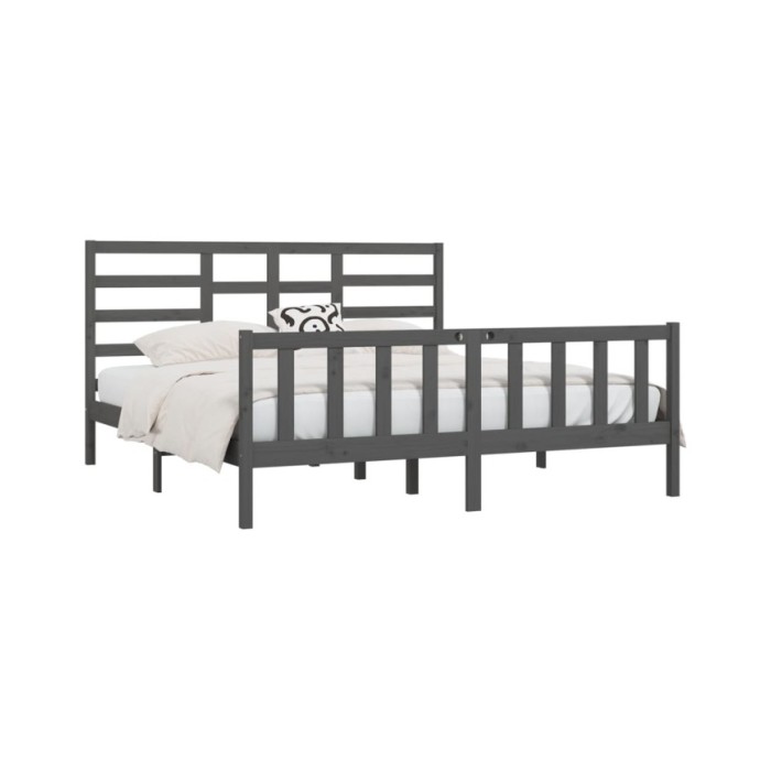 Cadre de lit Gris Bois de pin massif 200x200 cm