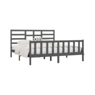 Cadre de lit Gris Bois de pin massif 200x200 cm