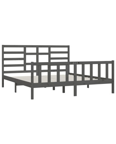 Cadre de lit Gris Bois de pin massif 200x200 cm