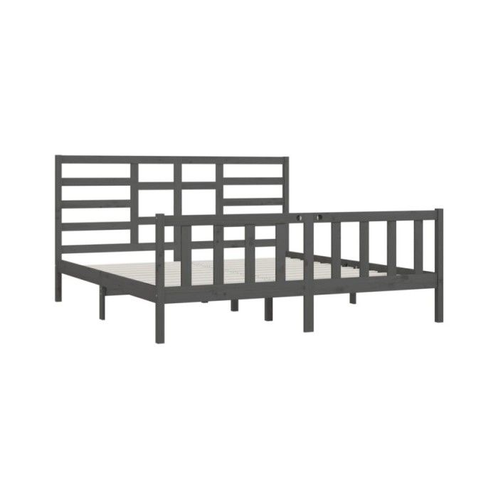 Cadre de lit Gris Bois de pin massif 200x200 cm