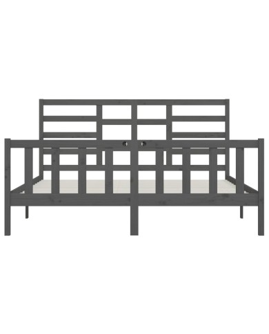 Cadre de lit Gris Bois de pin massif 200x200 cm