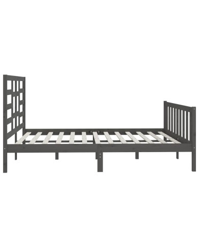 Cadre de lit Gris Bois de pin massif 200x200 cm