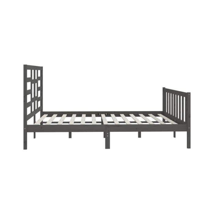 Cadre de lit Gris Bois de pin massif 200x200 cm