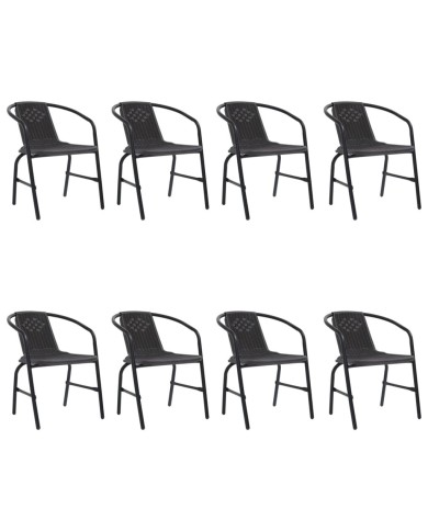 Chaises de jardin 8 pcs Rotin plastique et acier 110 kg