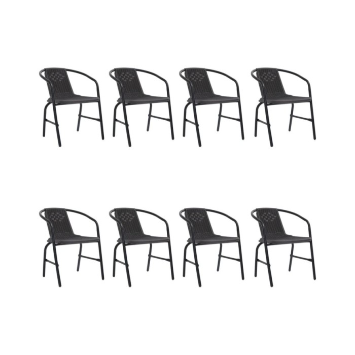 Chaises de jardin 8 pcs Rotin plastique et acier 110 kg