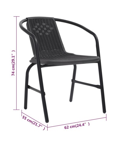 Chaises de jardin 8 pcs Rotin plastique et acier 110 kg