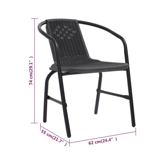 Chaises de jardin 8 pcs Rotin plastique et acier 110 kg