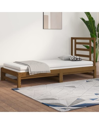 Lit coulissant Marron miel 2x(90x190) cm Bois de pin massif