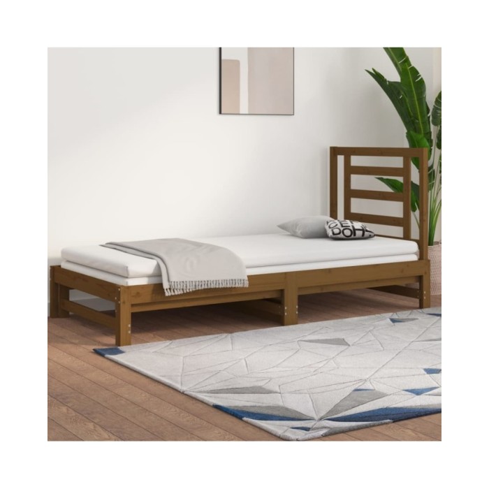 Lit coulissant Marron miel 2x(90x190) cm Bois de pin massif