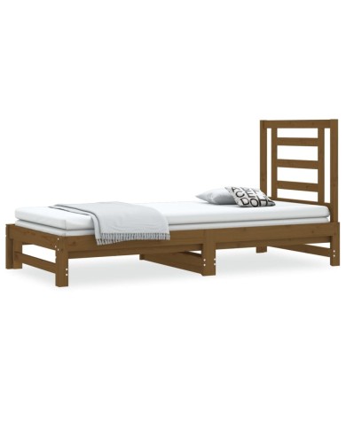 Lit coulissant Marron miel 2x(90x190) cm Bois de pin massif