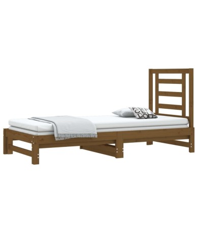 Lit coulissant Marron miel 2x(90x190) cm Bois de pin massif