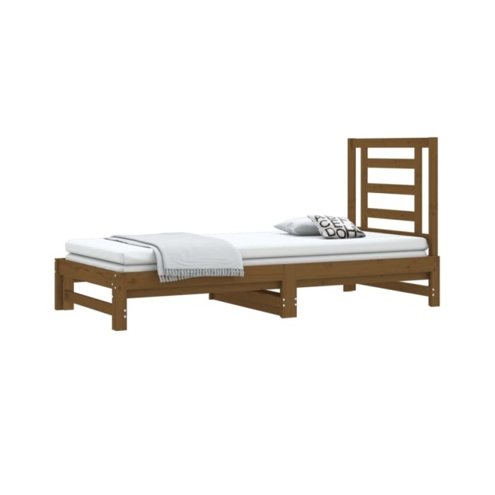 Lit coulissant Marron miel 2x(90x190) cm Bois de pin massif