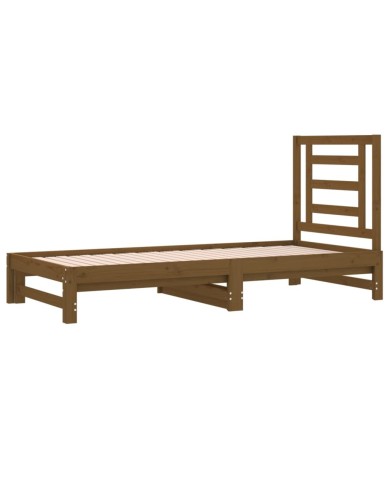 Lit coulissant Marron miel 2x(90x190) cm Bois de pin massif