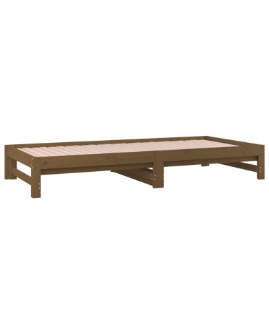 Lit coulissant Marron miel 2x(90x190) cm Bois de pin massif