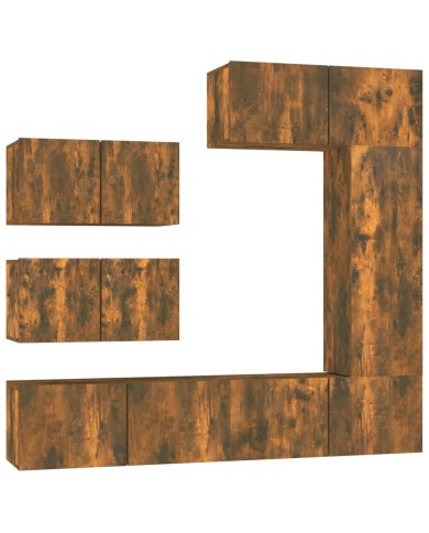 Ensemble de meubles TV 6 pcs Chêne fumé Bois d'ingénierie