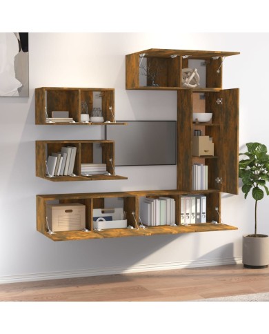 Ensemble de meubles TV 6 pcs Chêne fumé Bois d'ingénierie