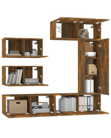 Ensemble de meubles TV 6 pcs Chêne fumé Bois d'ingénierie