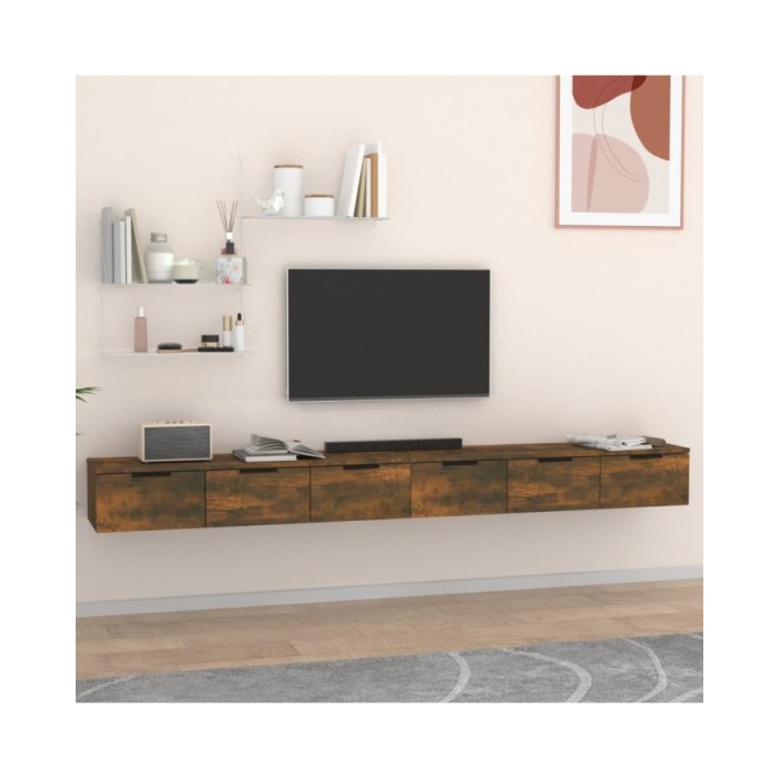 Armoires murales 2pcs Chêne fumé 102x30x20 cm Bois d'ingénierie