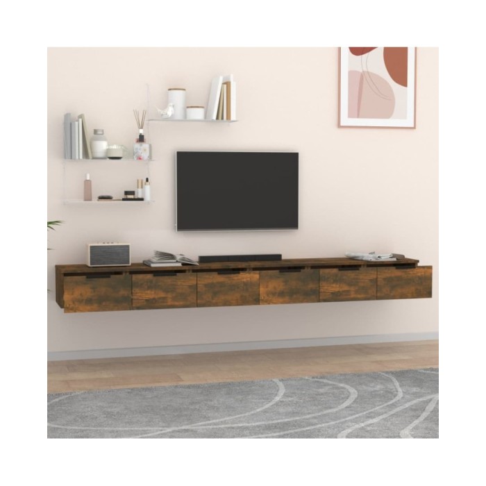 Armoires murales 2pcs Chêne fumé 102x30x20 cm Bois d'ingénierie