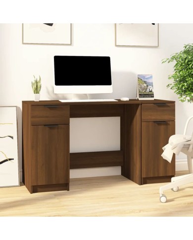 Bureau avec armoire latérale Chêne marron Bois d'ingénierie