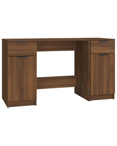 Bureau avec armoire latérale Chêne marron Bois d'ingénierie