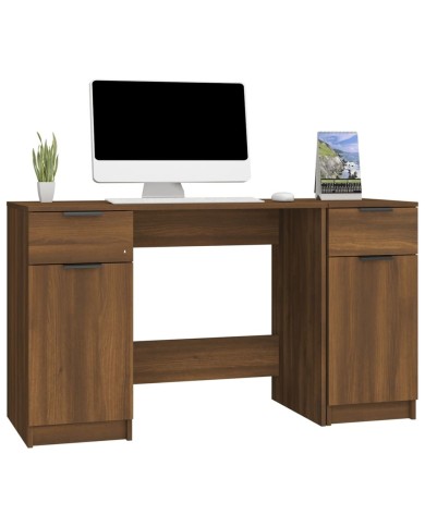 Bureau avec armoire latérale Chêne marron Bois d'ingénierie