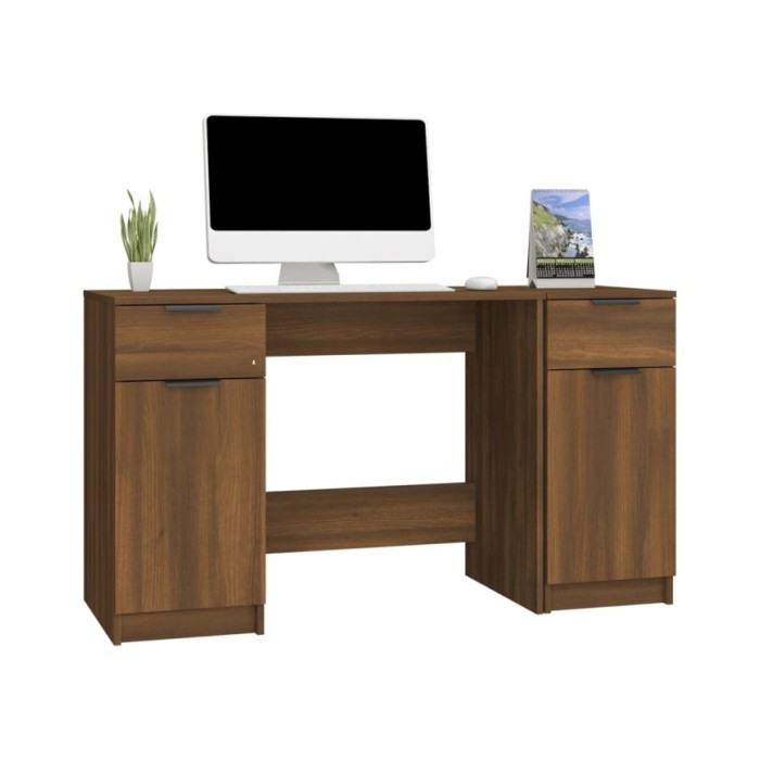 Bureau avec armoire latérale Chêne marron Bois d'ingénierie
