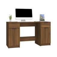 Bureau avec armoire latérale Chêne marron Bois d'ingénierie