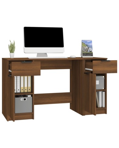 Bureau avec armoire latérale Chêne marron Bois d'ingénierie