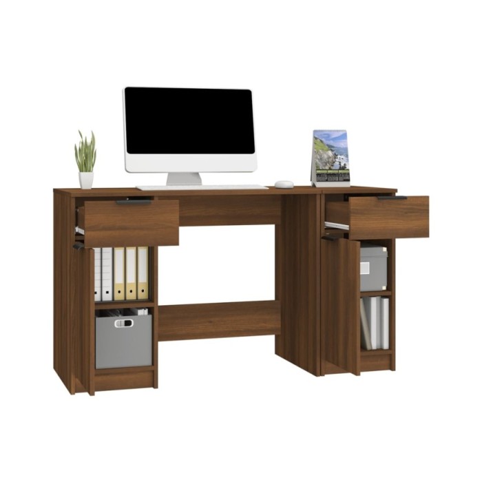 Bureau avec armoire latérale Chêne marron Bois d'ingénierie