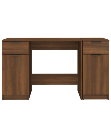 Bureau avec armoire latérale Chêne marron Bois d'ingénierie