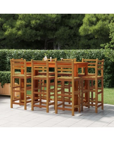 Ensemble de bar de jardin 9 pcs Bois d'acacia solide