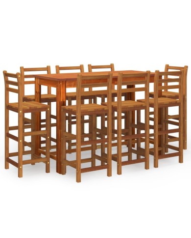 Ensemble de bar de jardin 9 pcs Bois d'acacia solide
