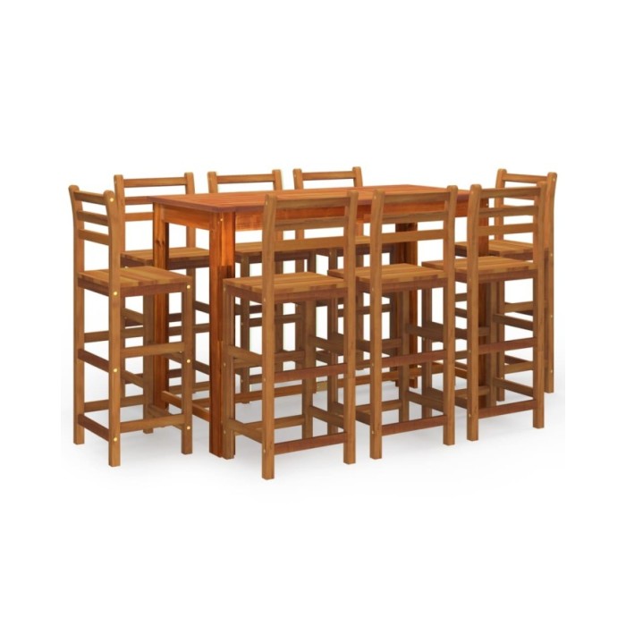 Ensemble de bar de jardin 9 pcs Bois d'acacia solide