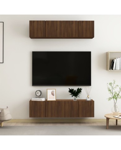 Meubles TV muraux 4 pcs Chêne brun 60x30x30cm Bois d'ingénierie