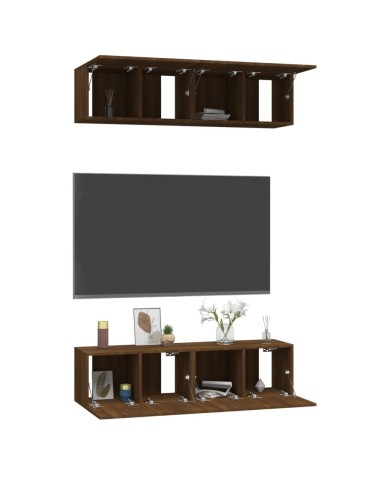 Meubles TV muraux 4 pcs Chêne brun 60x30x30cm Bois d'ingénierie