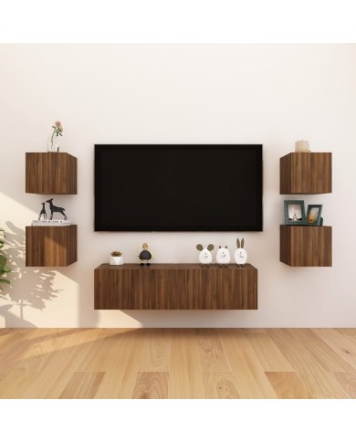Meubles TV muraux 8 pcs Chêne marron 30,5x30x30 cm