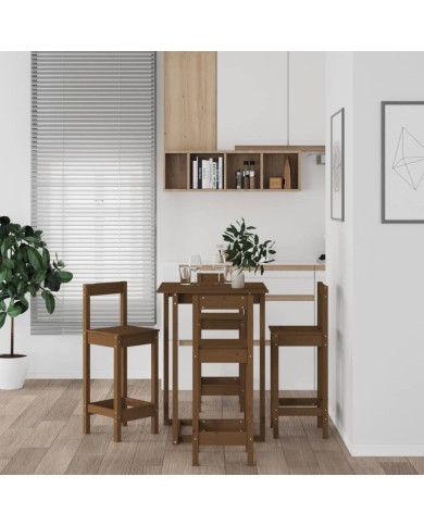 Ensemble de bar 5 pcs Marron miel Bois de pin massif