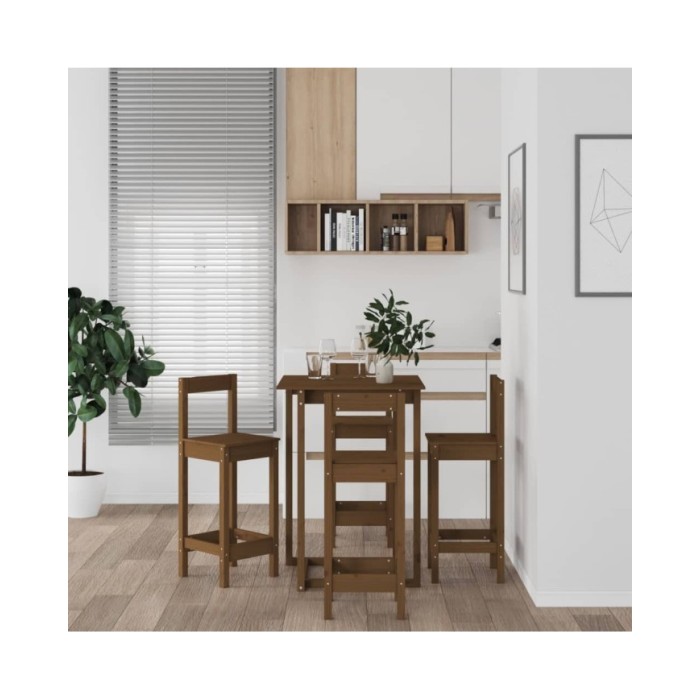Ensemble de bar 5 pcs Marron miel Bois de pin massif