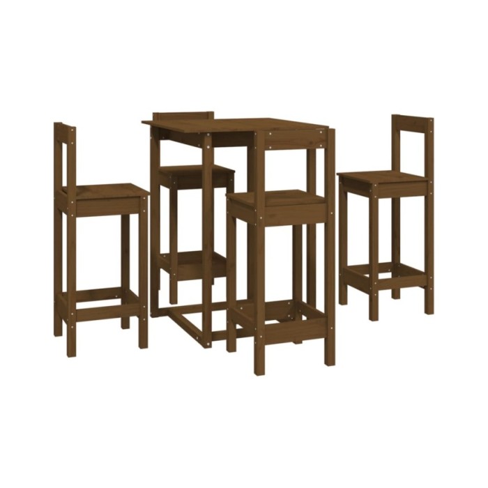 Ensemble de bar 5 pcs Marron miel Bois de pin massif