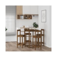 Ensemble de bar 5 pcs Marron miel Bois de pin massif