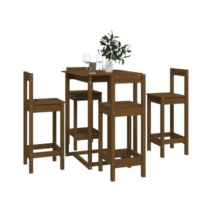 Ensemble de bar 5 pcs Marron miel Bois de pin massif