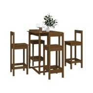 Ensemble de bar 5 pcs Marron miel Bois de pin massif