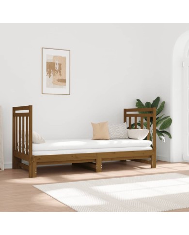 Lit coulissant Marron miel 2x(90x190) cm Bois de pin massif