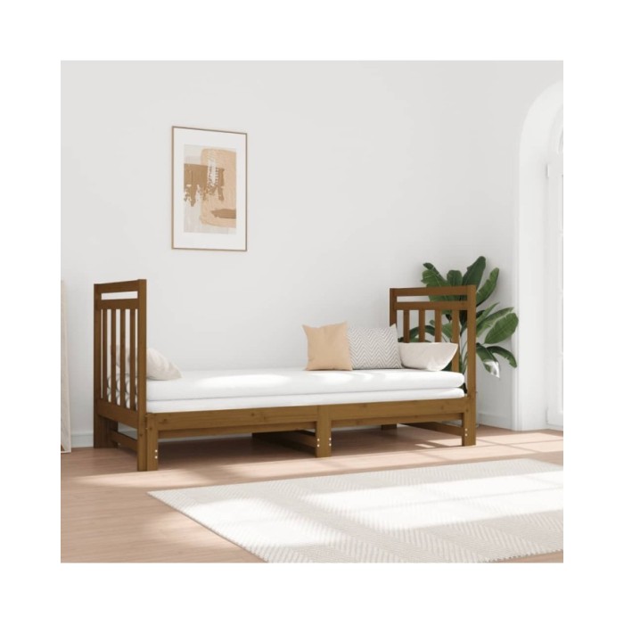 Lit coulissant Marron miel 2x(90x190) cm Bois de pin massif